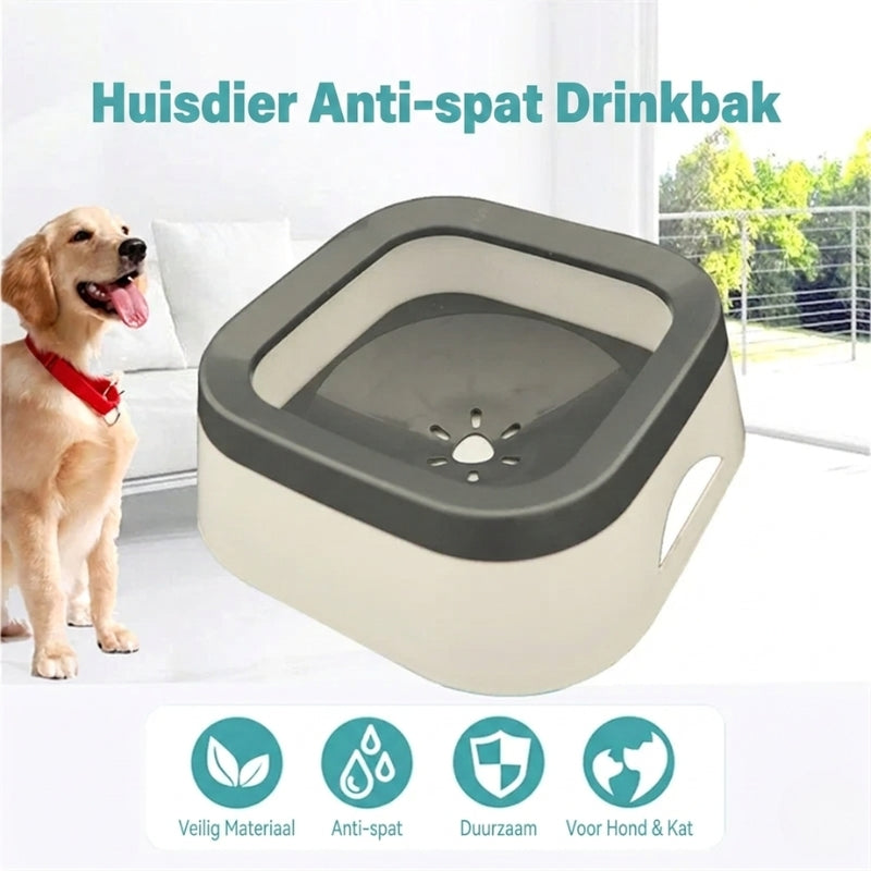 Anti-Spat Waterbak voor Honden – 1L Grote Capaciteit